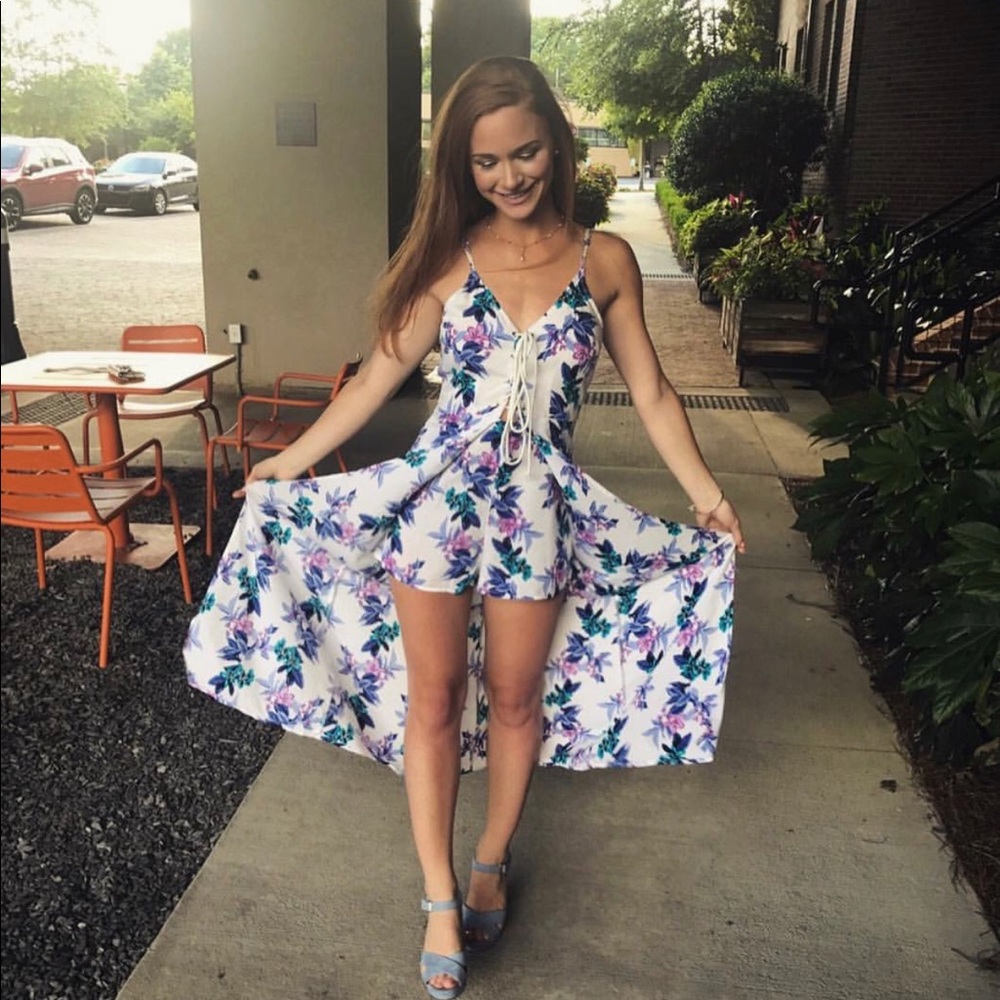 Romper with long back skirt